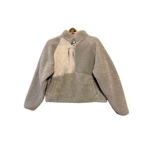 Joylab Women’s SZ Large Grey Sherpa 1/2 Zip Pullover Athletic Sweatshirt Jacket